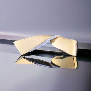 Vintage ANDRE COURREGES Gold Tone With Clear Crystal Accent Brooch High End